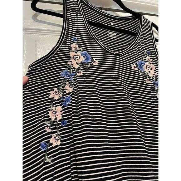 American Eagle Womens Soft & Sexy Floral Striped Tank Size S Flowy Dark Fairy‎ - Picture 2 of 12